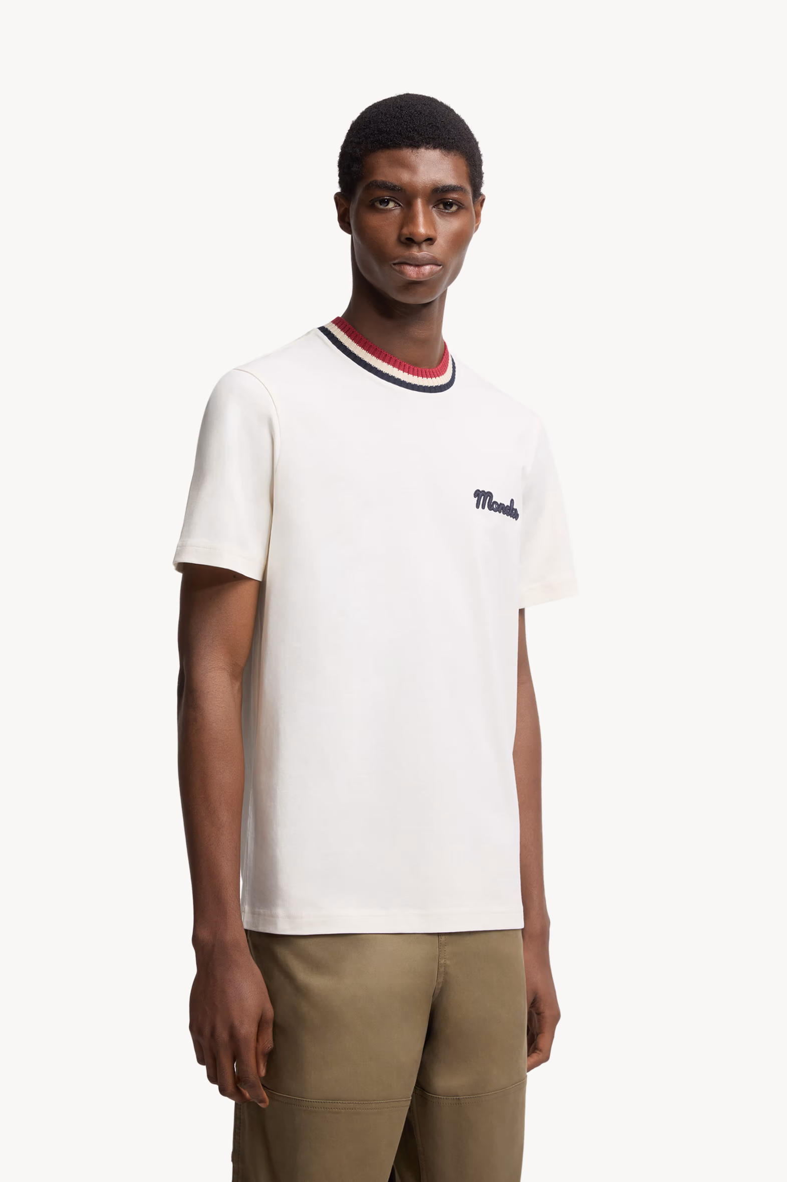 Embroidered Logo Cotton T-Shirt Men White Moncler 3